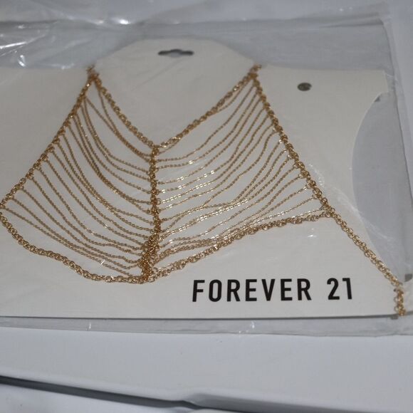 Forever 21 Gold Chain Body Jewelry Halter Top OS - Picture 4 of 8